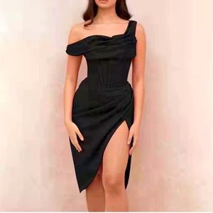 Black satin corset midi cocktail dress brand new never worn